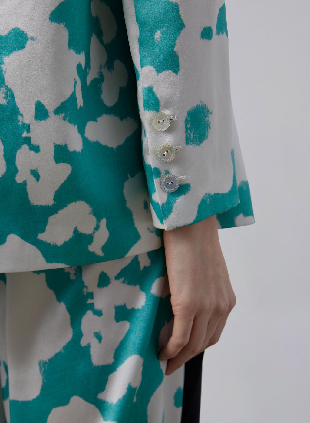 Ready to Bloom Floral Silk Blazer With Detachable Scarf