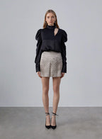 Geometric Print Silk Mini Skirt