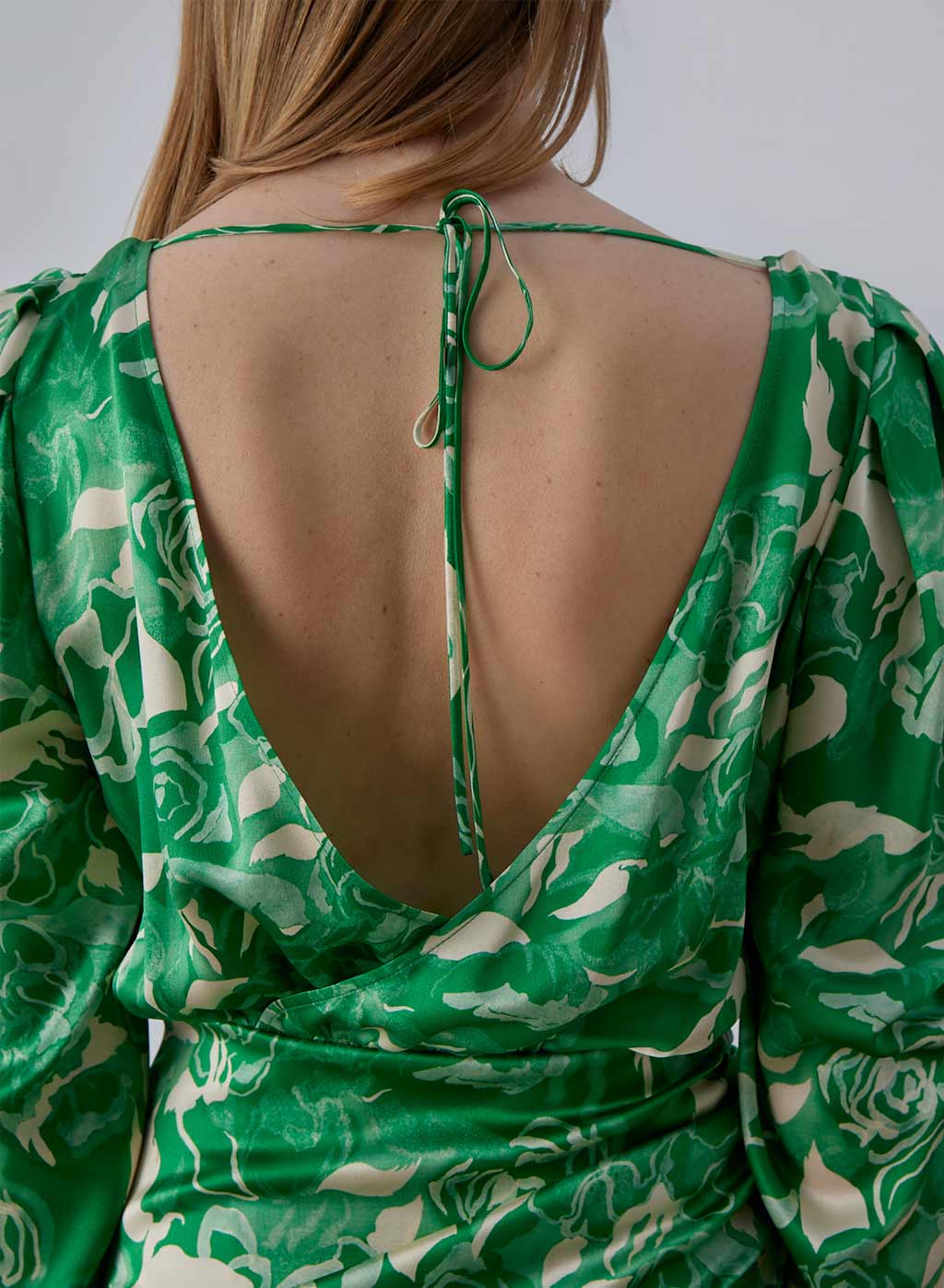 Garden Romance Long Sleeve Floral Silk Mini Dress