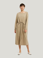 Pleated-Front 100% Cotton Shirt Dress