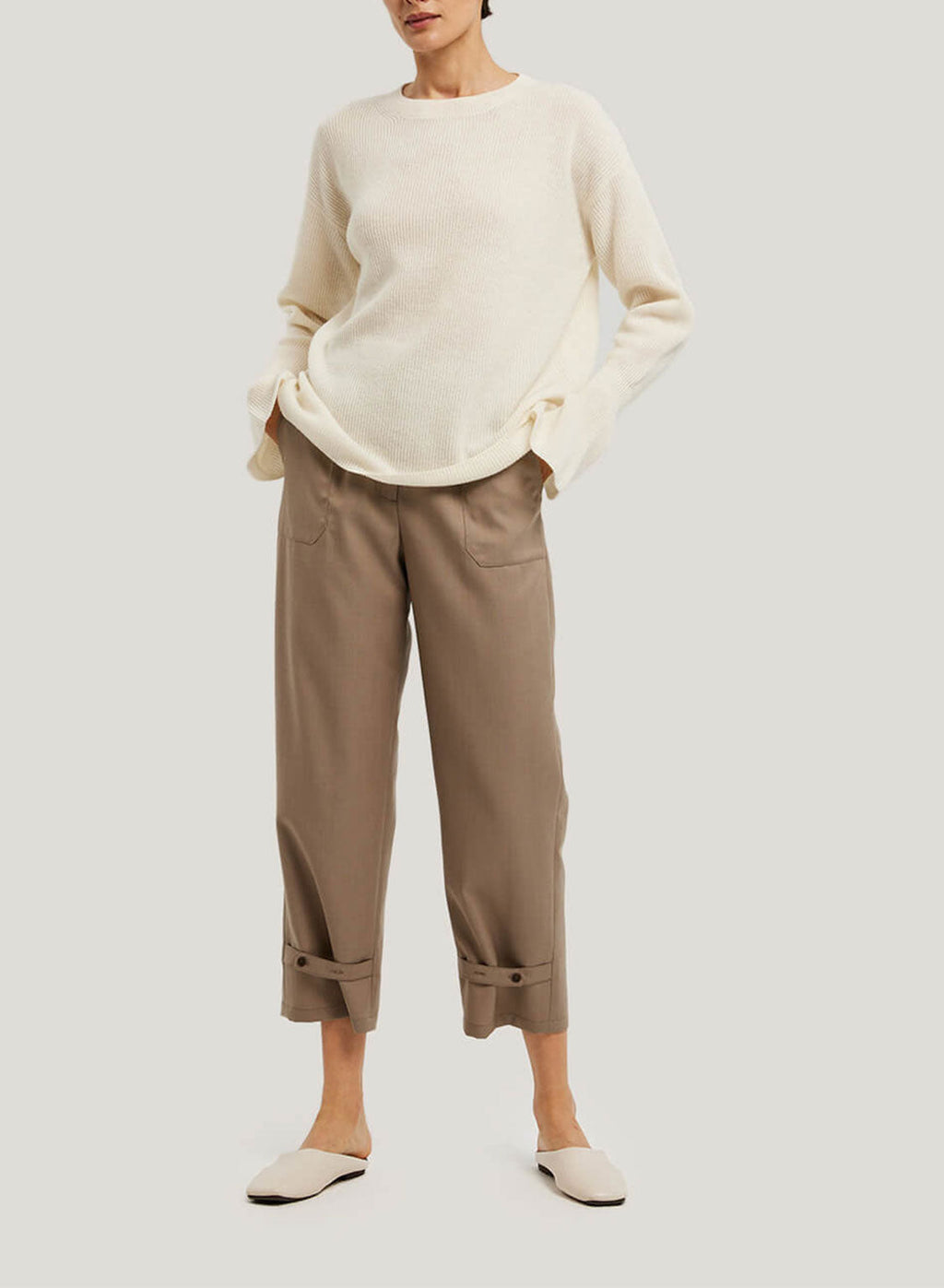 Flared-Cuff Pure Wool Jumper