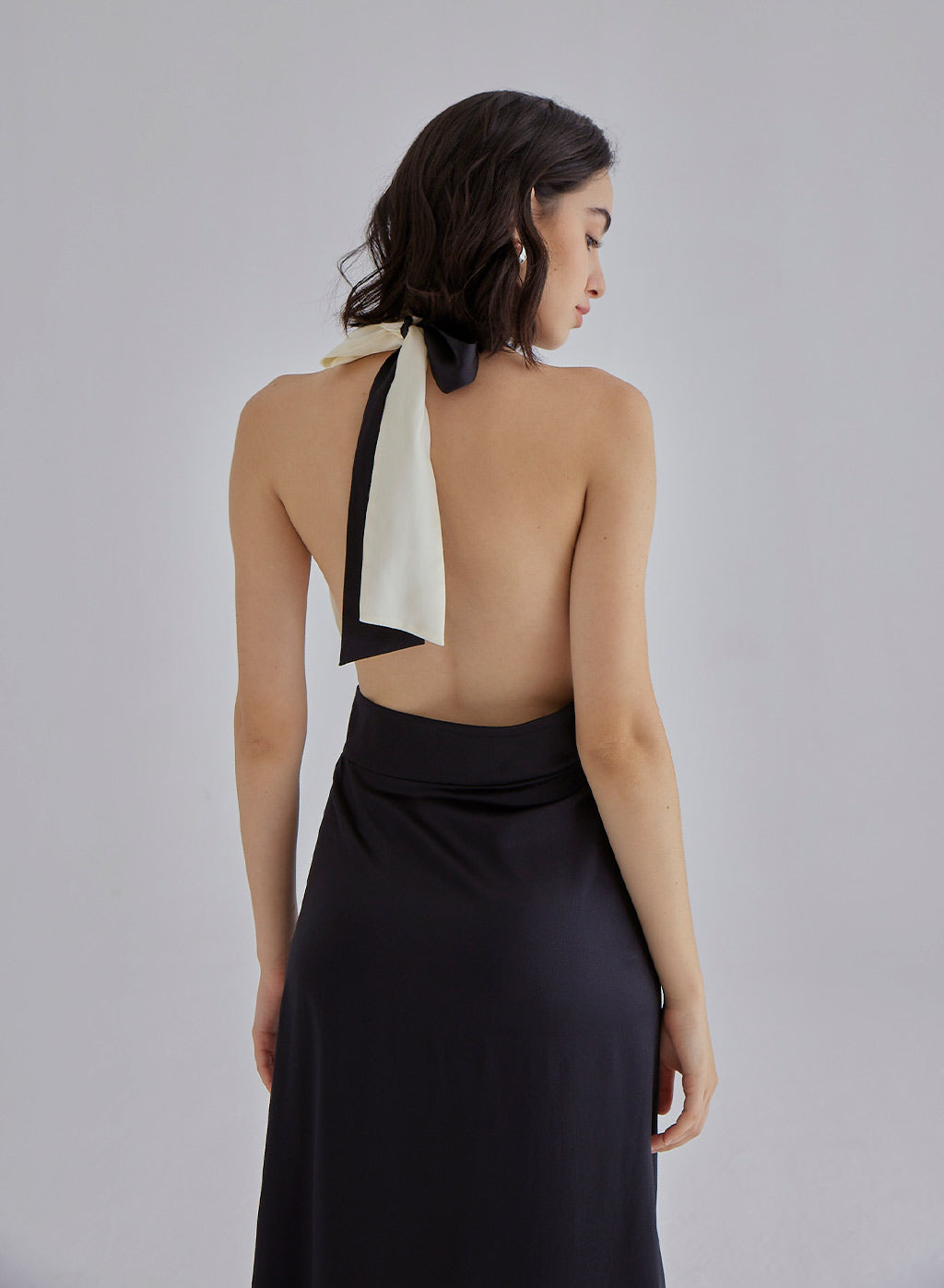 Piano Halterneck Maxi Silk Dress