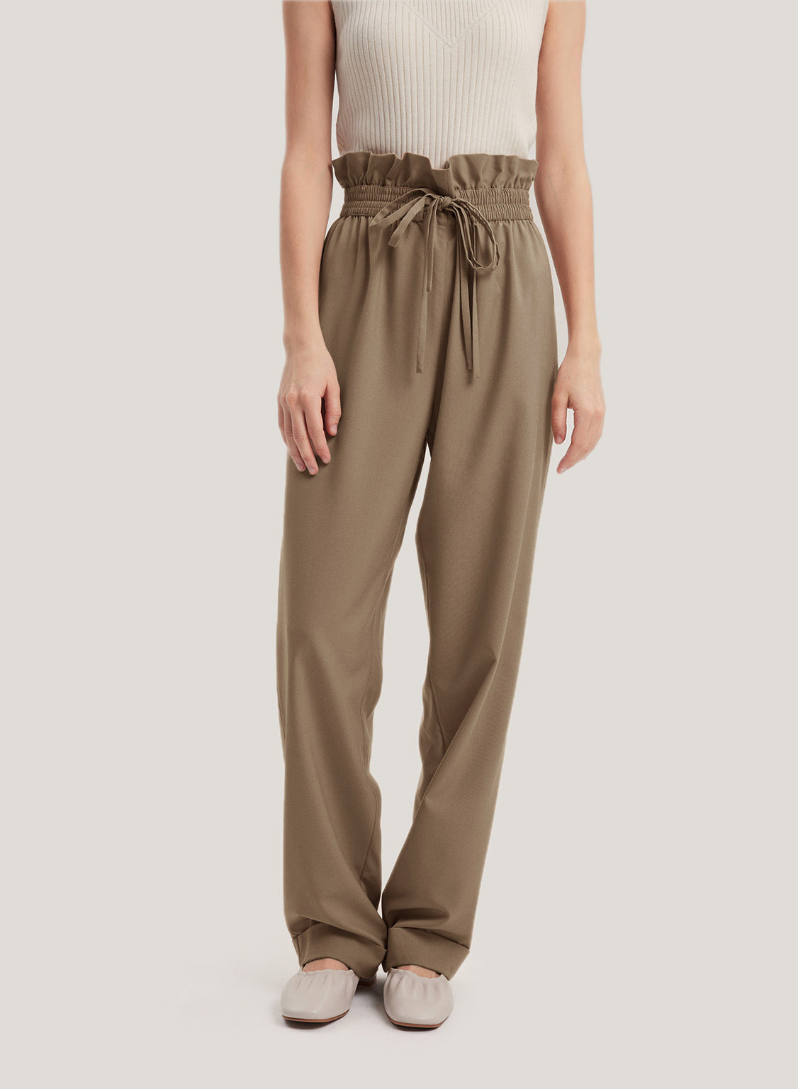 High-Rise Straight Wool-Blend Pants