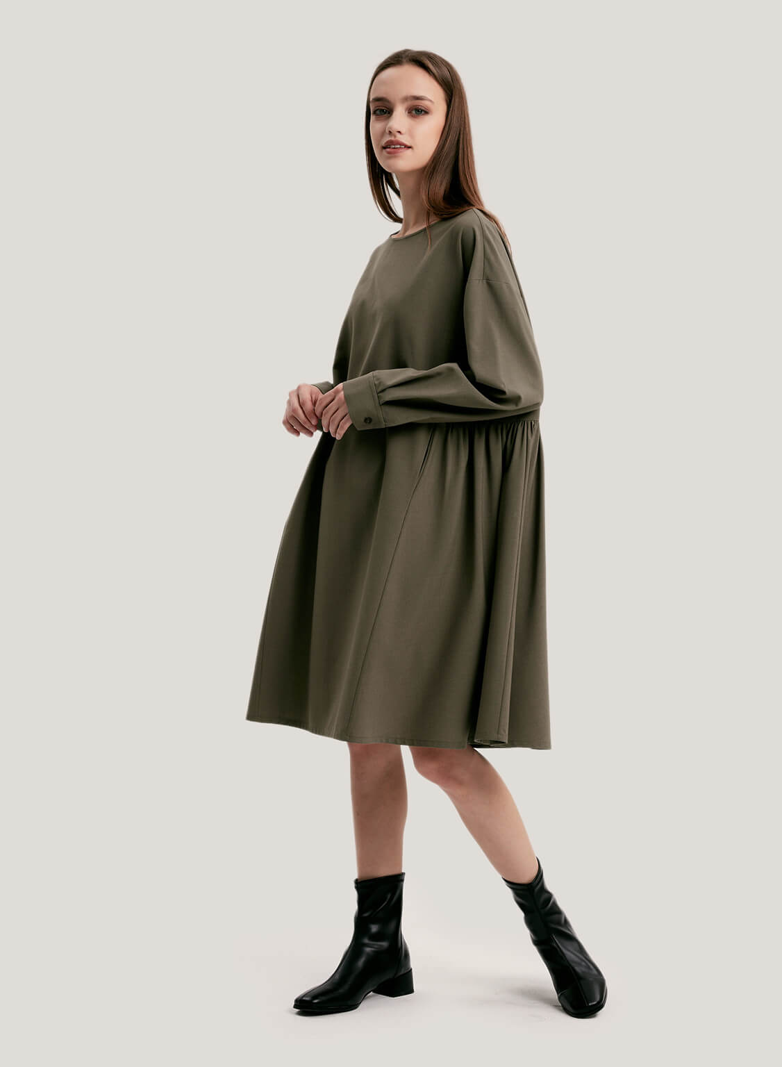 Roundneck Wool-Blend Dress