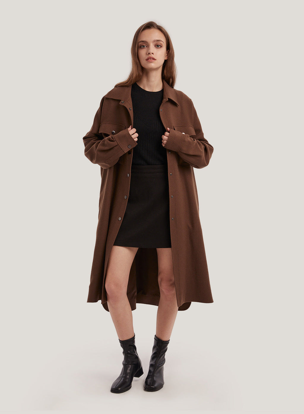 Oversized Wool-Blend Shirt Coat