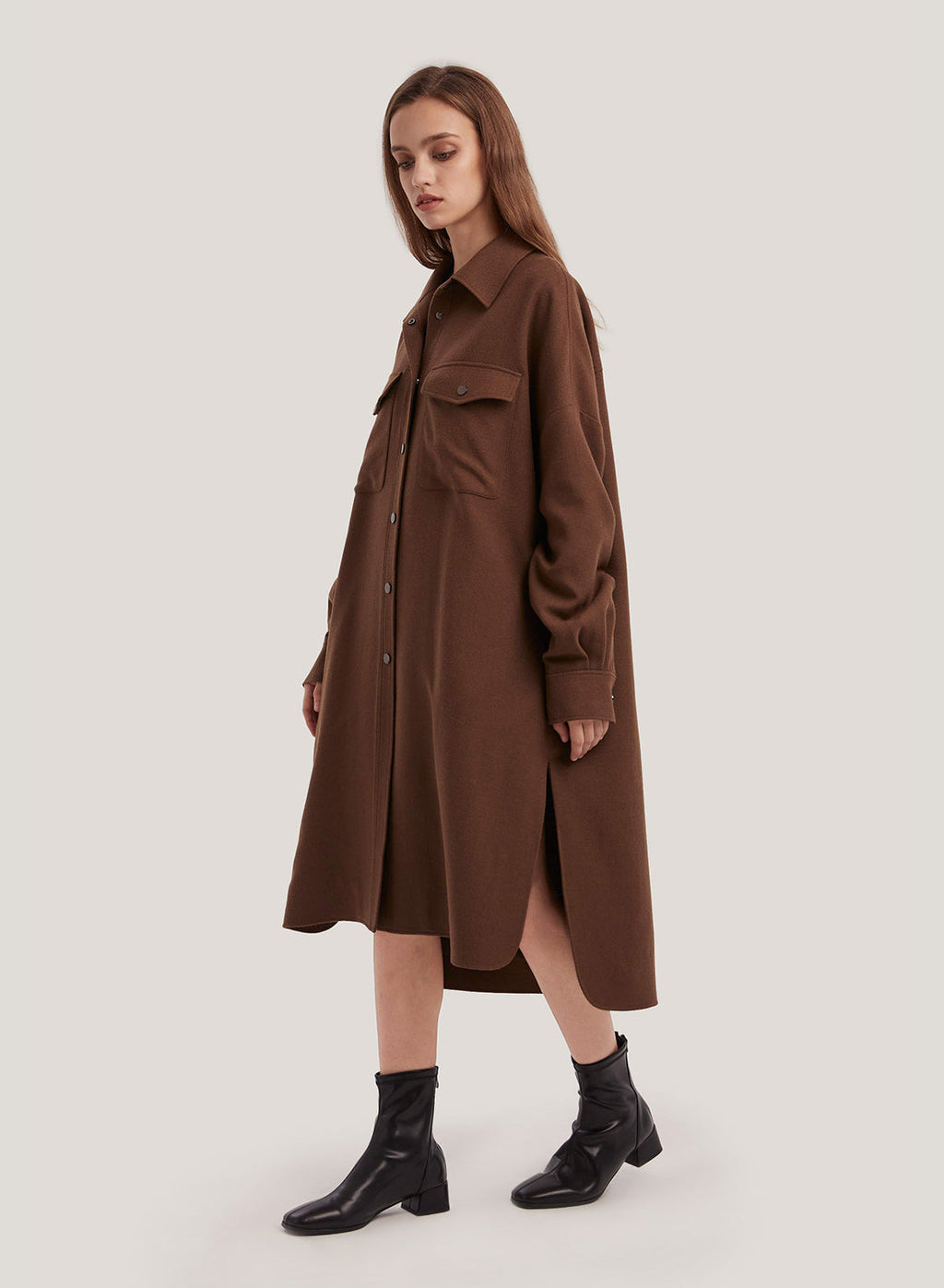 Oversized Wool-Blend Shirt Coat