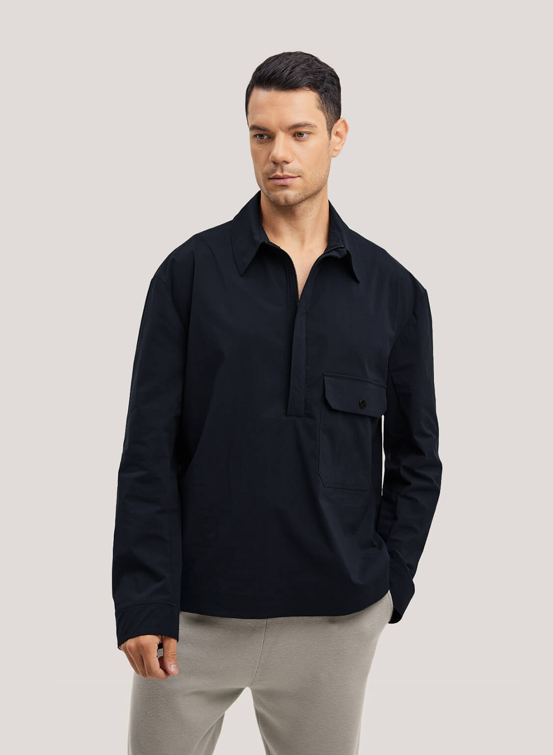 Half-Zip Cotton-Blend Pullover