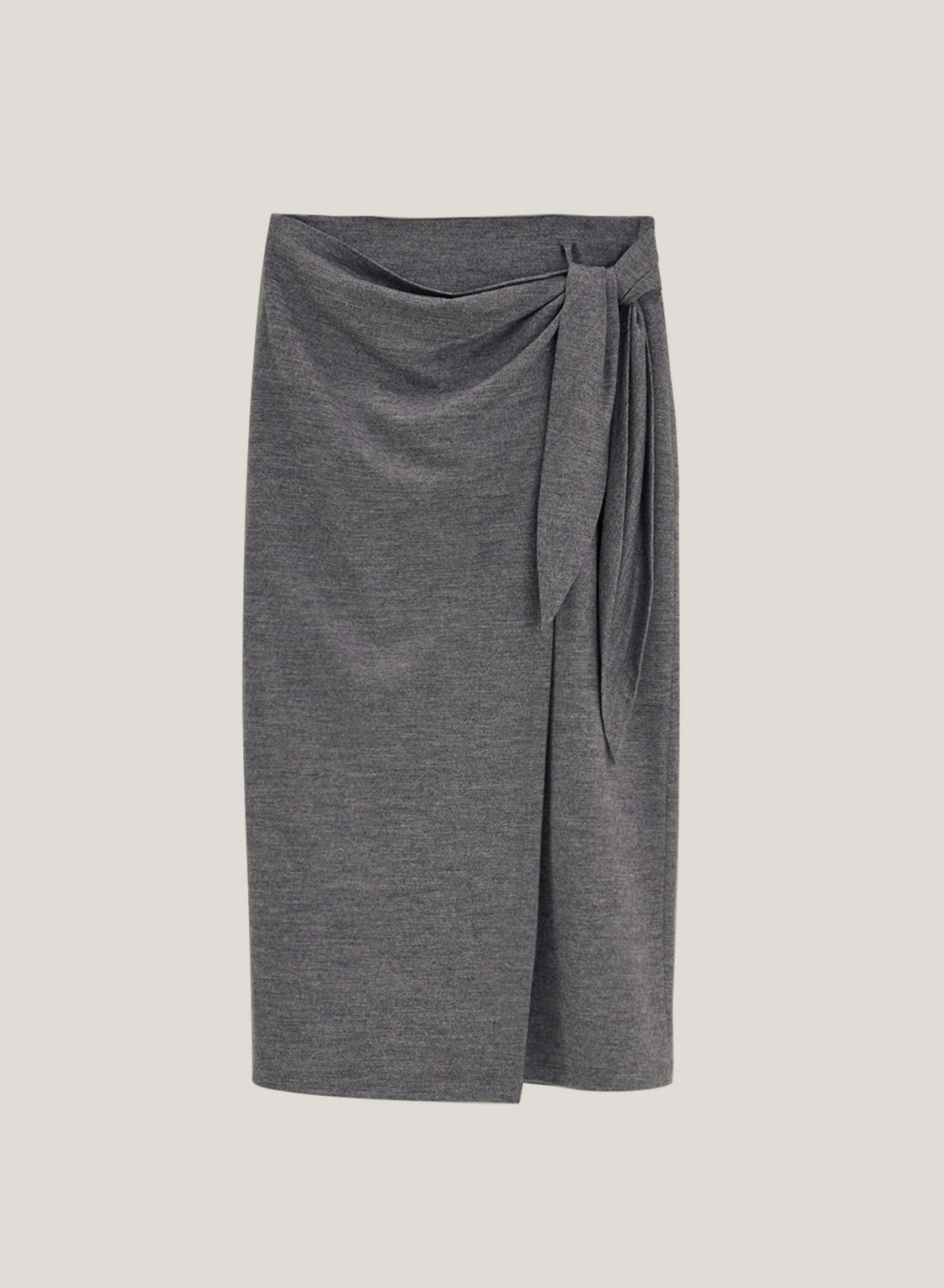 Waist Tie Wrap Pure Wool Skirt