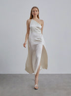 Wicked One Shoulder Silk Maxi Dress
