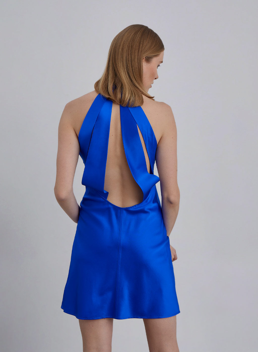 Halter Neck Silk Mini Cocktail Dress