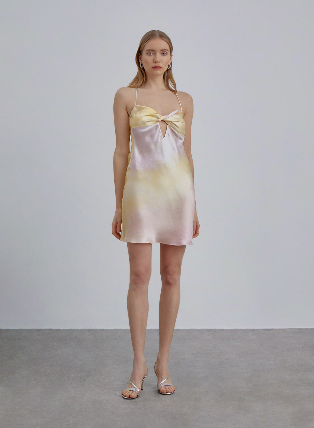 Keyhole Front Silk Mini Slip Dress