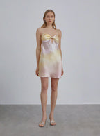Keyhole Front Silk Mini Slip Dress