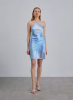 Backless Silk Halter Mini Dress