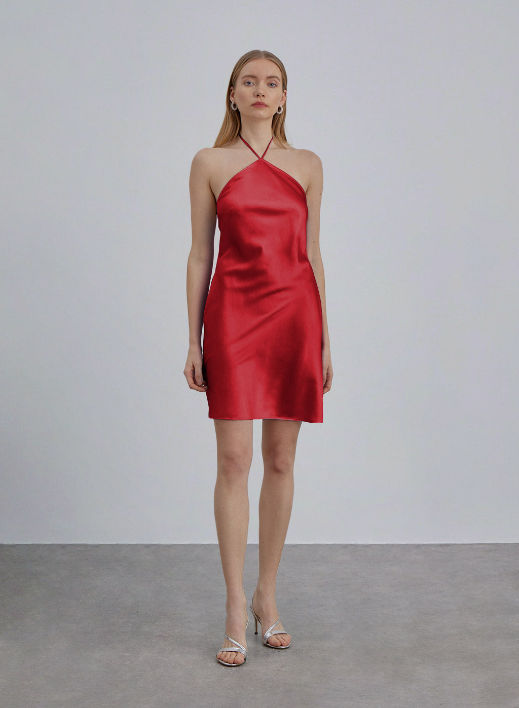 Backless Silk Halter Mini Dress – silkmaison