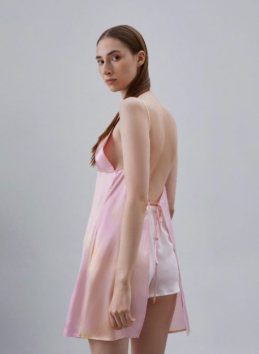 Open Back Silk Mini Slip Dress