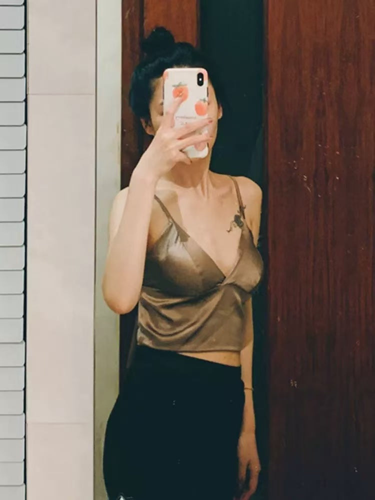 Yuyue Silk Camisole Bra - Lightweight Wire-Free Women's Mulberry Silk Underwear with Adjustable Thin Straps