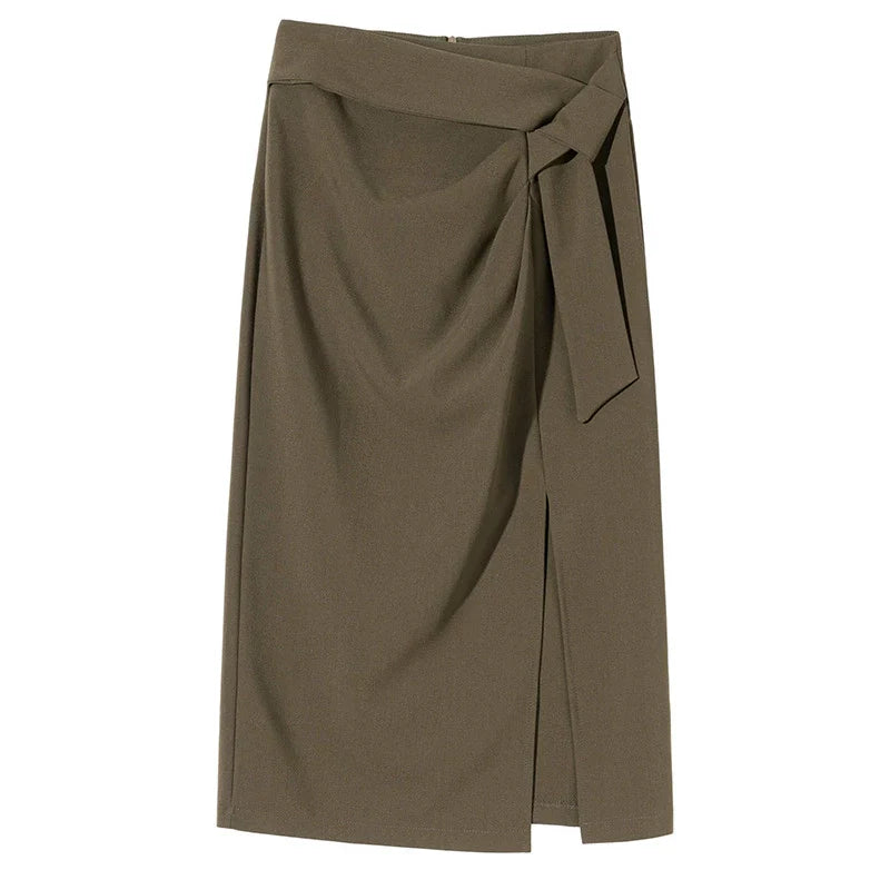 Wrap Around Asymmetric Midi Skirt