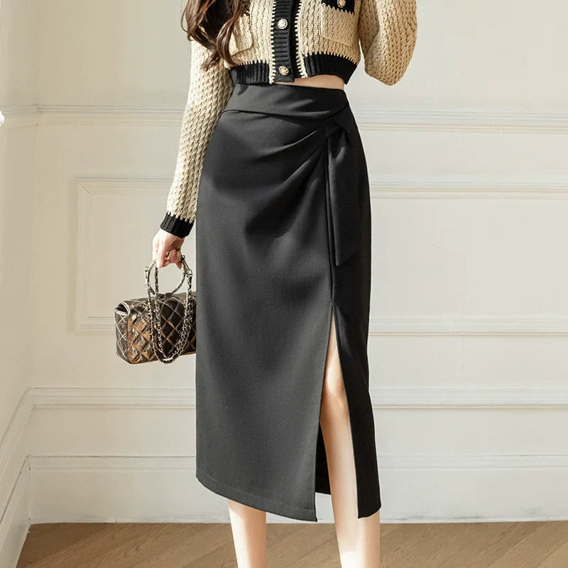 Wrap Around Asymmetric Midi Skirt