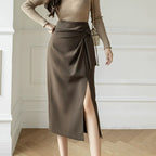 Wrap Around Asymmetric Midi Skirt