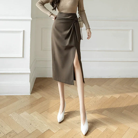 Wrap Around Asymmetric Midi Skirt