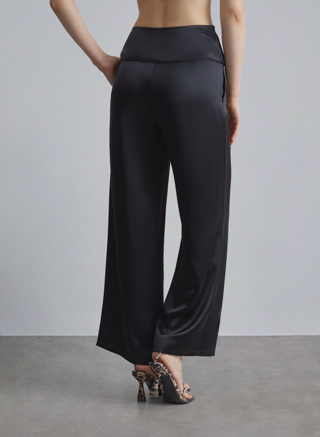 Decorative Metal Buckle Satin Pants image 1