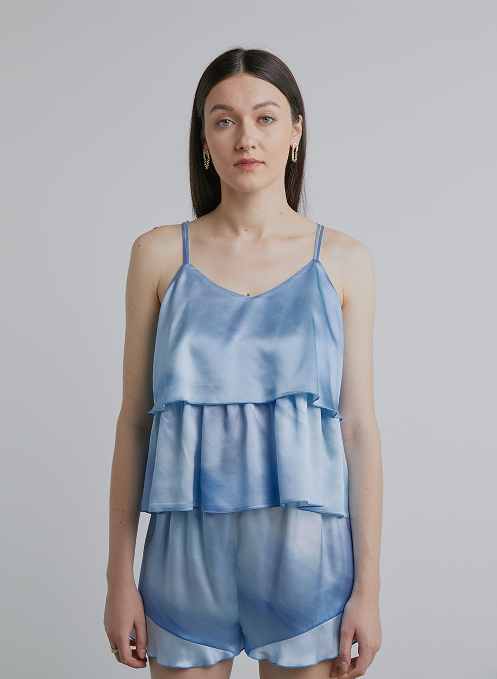 Ruffled Double Straps Silk Top image 0