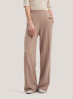 Mellow Wide-Leg Pure Merino Wool Trousers - Beige, L image