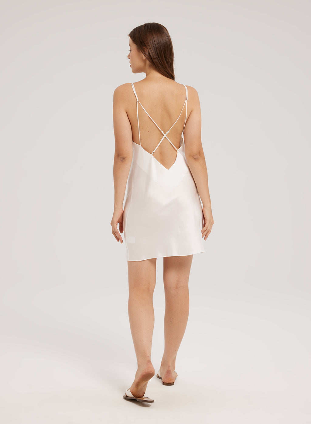 Open Back Silk-Satin Mini Dress