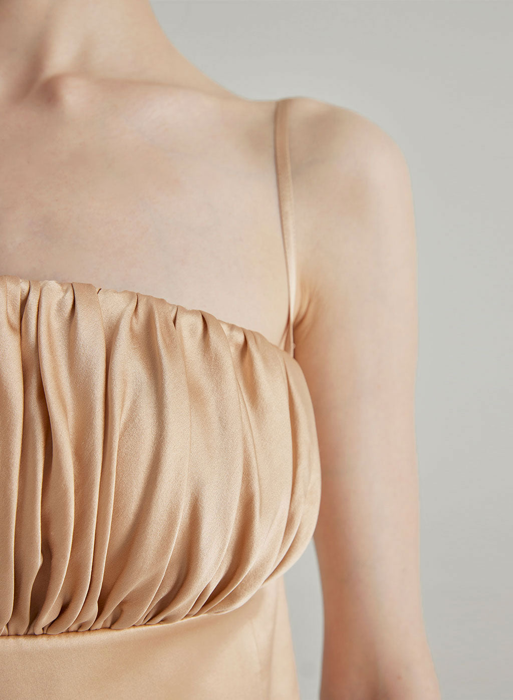 Ruched Silk Strap Top