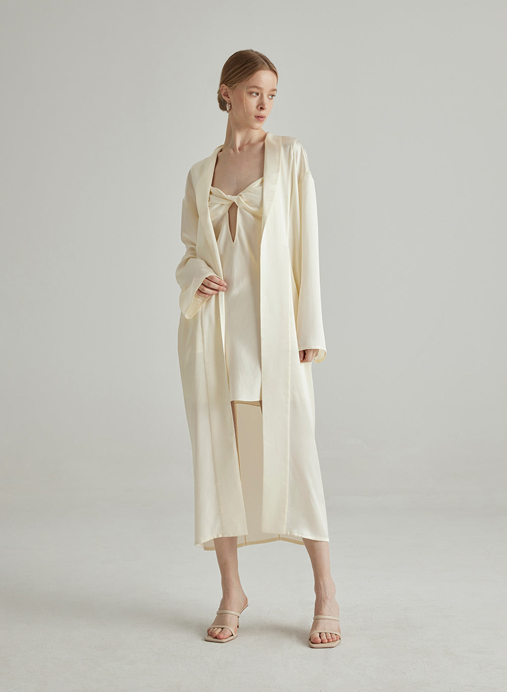 Oversized Ivory Silk Pajama Robe