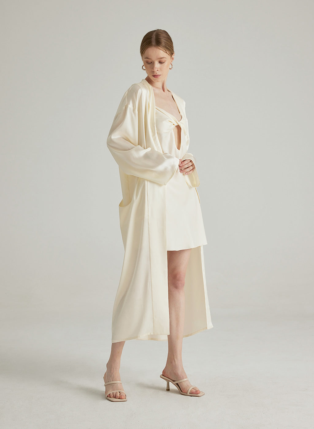 Oversized Ivory Silk Pajama Robe