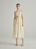 Mellow Cut-Out Halterneck Silk Maxi Dress
