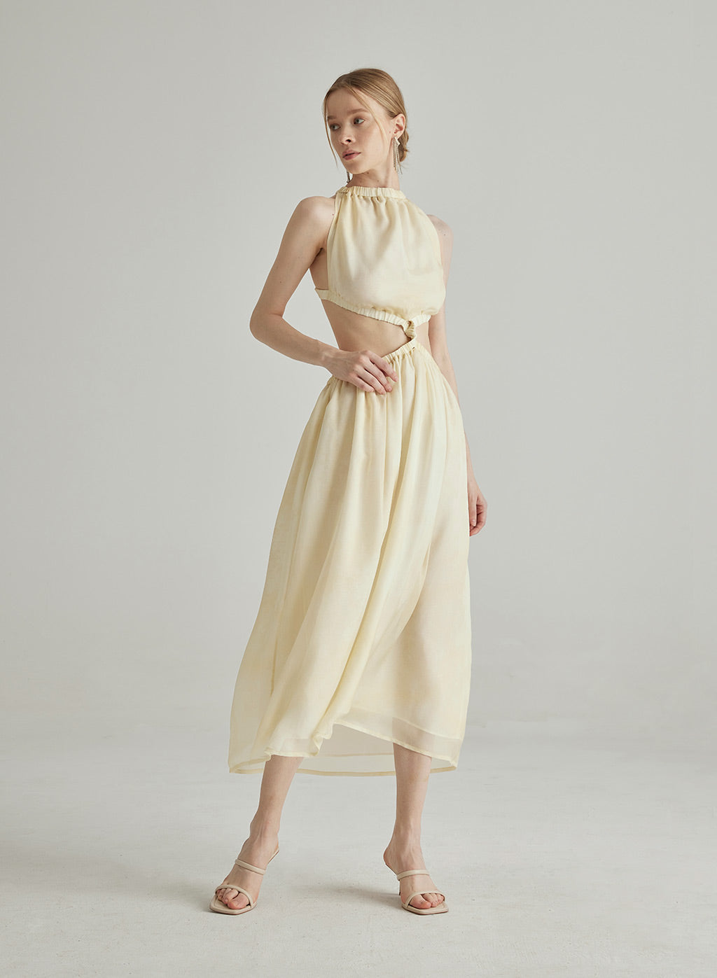 Mellow Cut-Out Halterneck Silk Maxi Dress