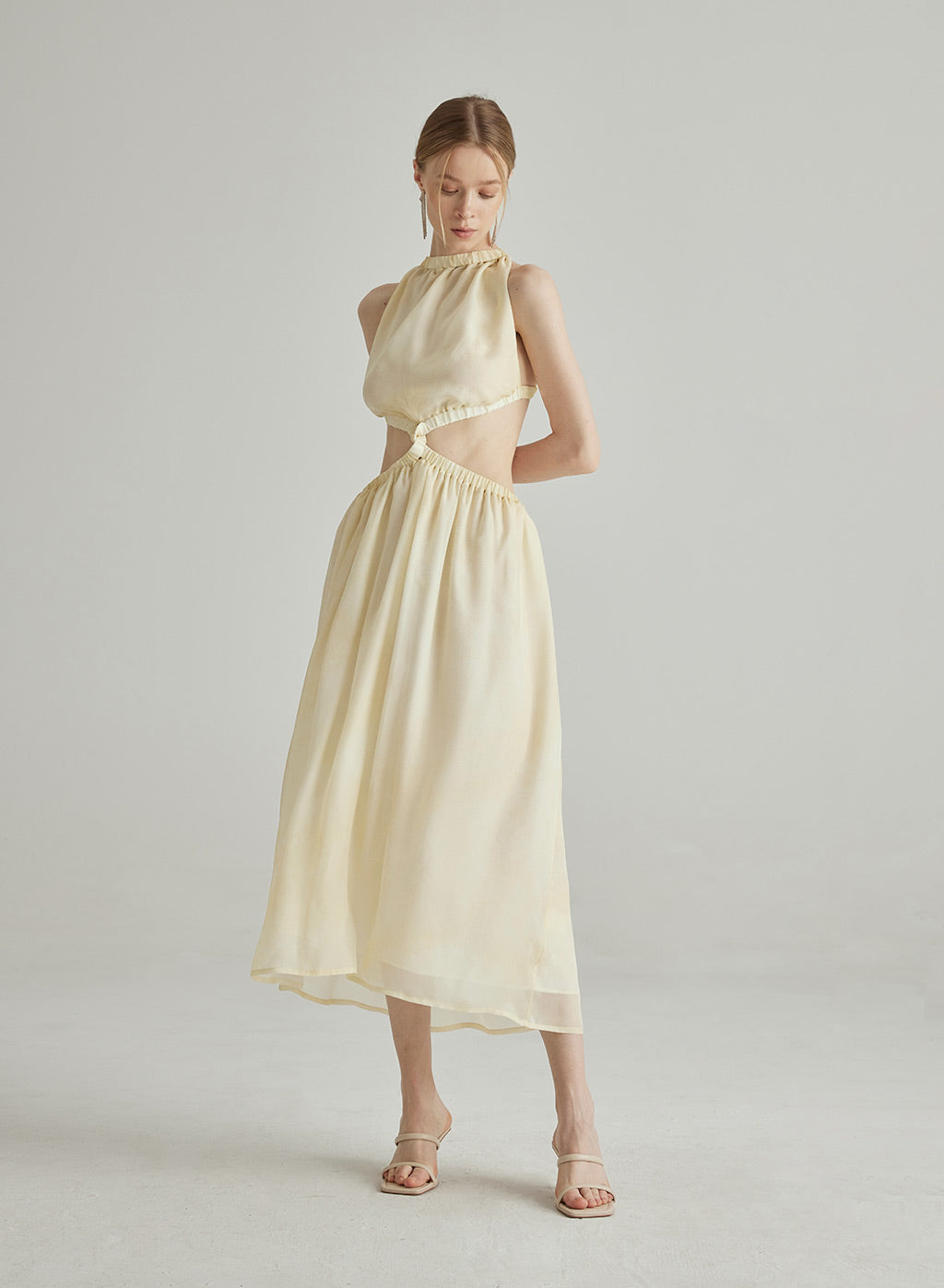 Mellow Cut-Out Halterneck Silk Maxi Dress