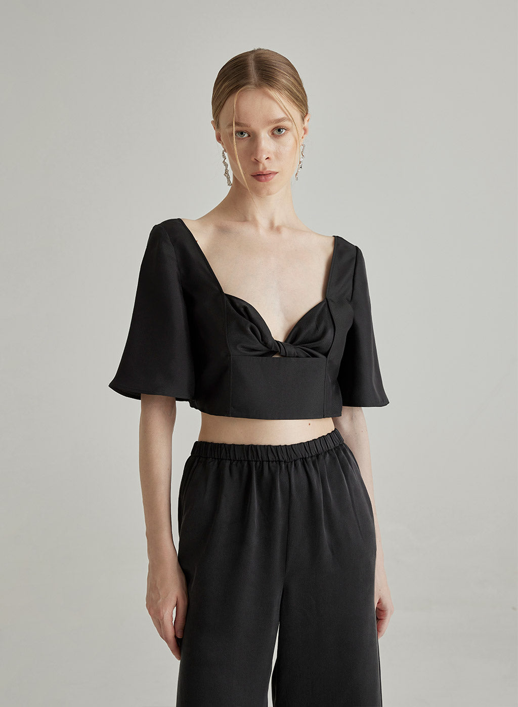 Flare Mid Sleeve Midriff Top