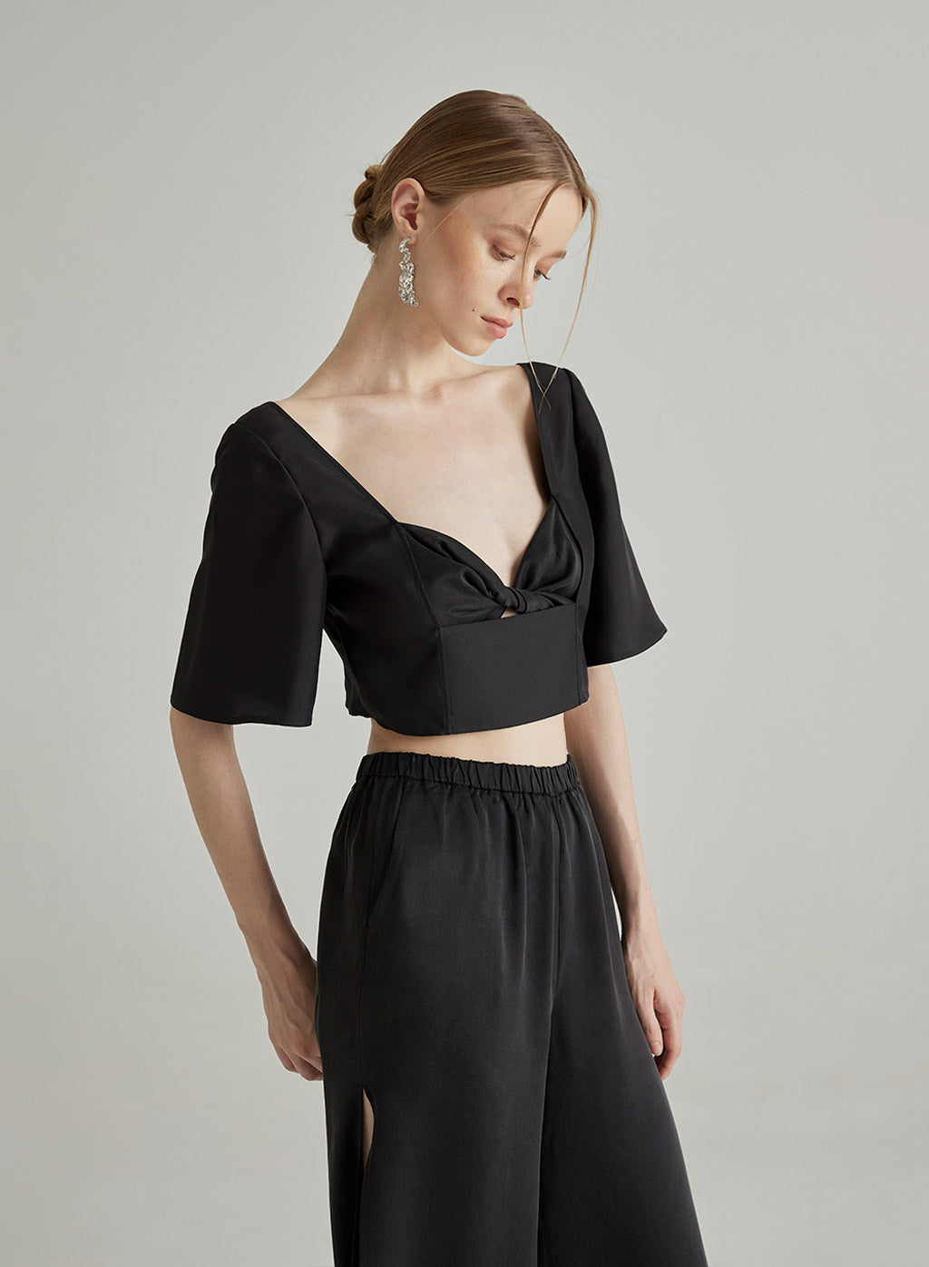 Flare Mid Sleeve Midriff Top