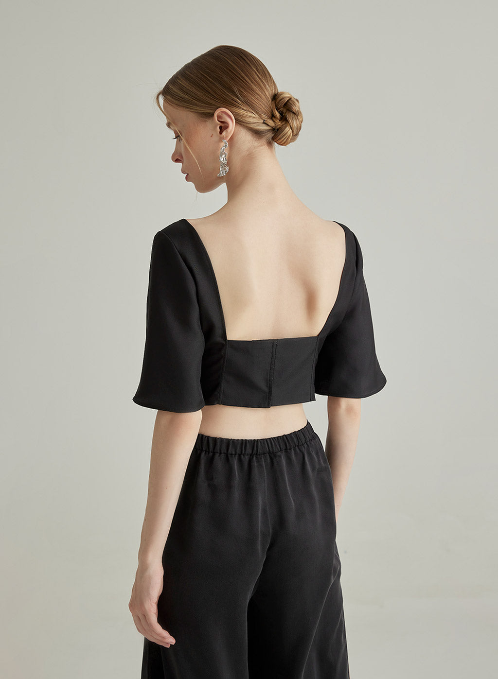 Flare Mid Sleeve Midriff Top