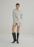Belted Irregular Silk Shirt Dress