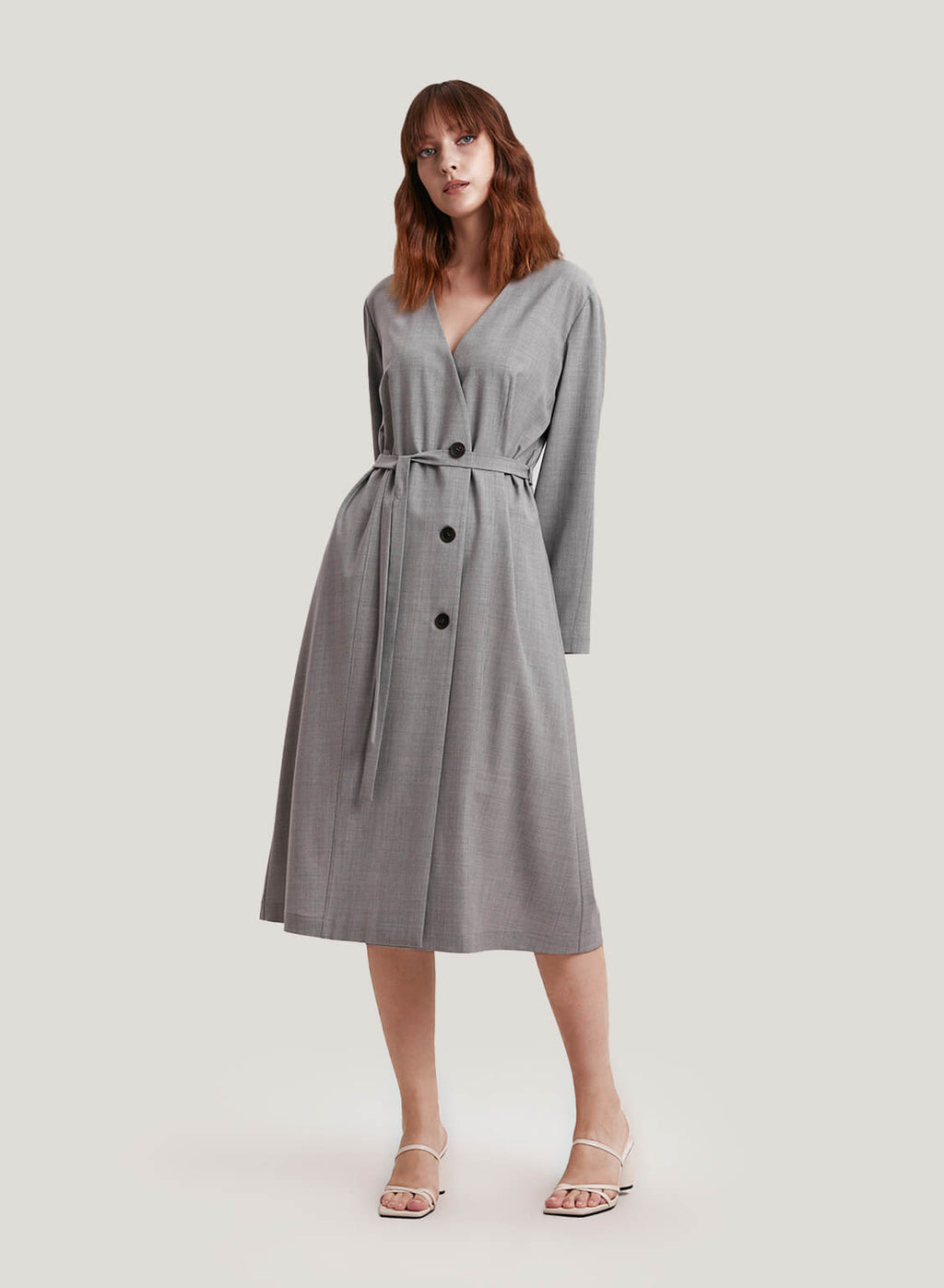 Wrap-Effect Wool-Blend Dress