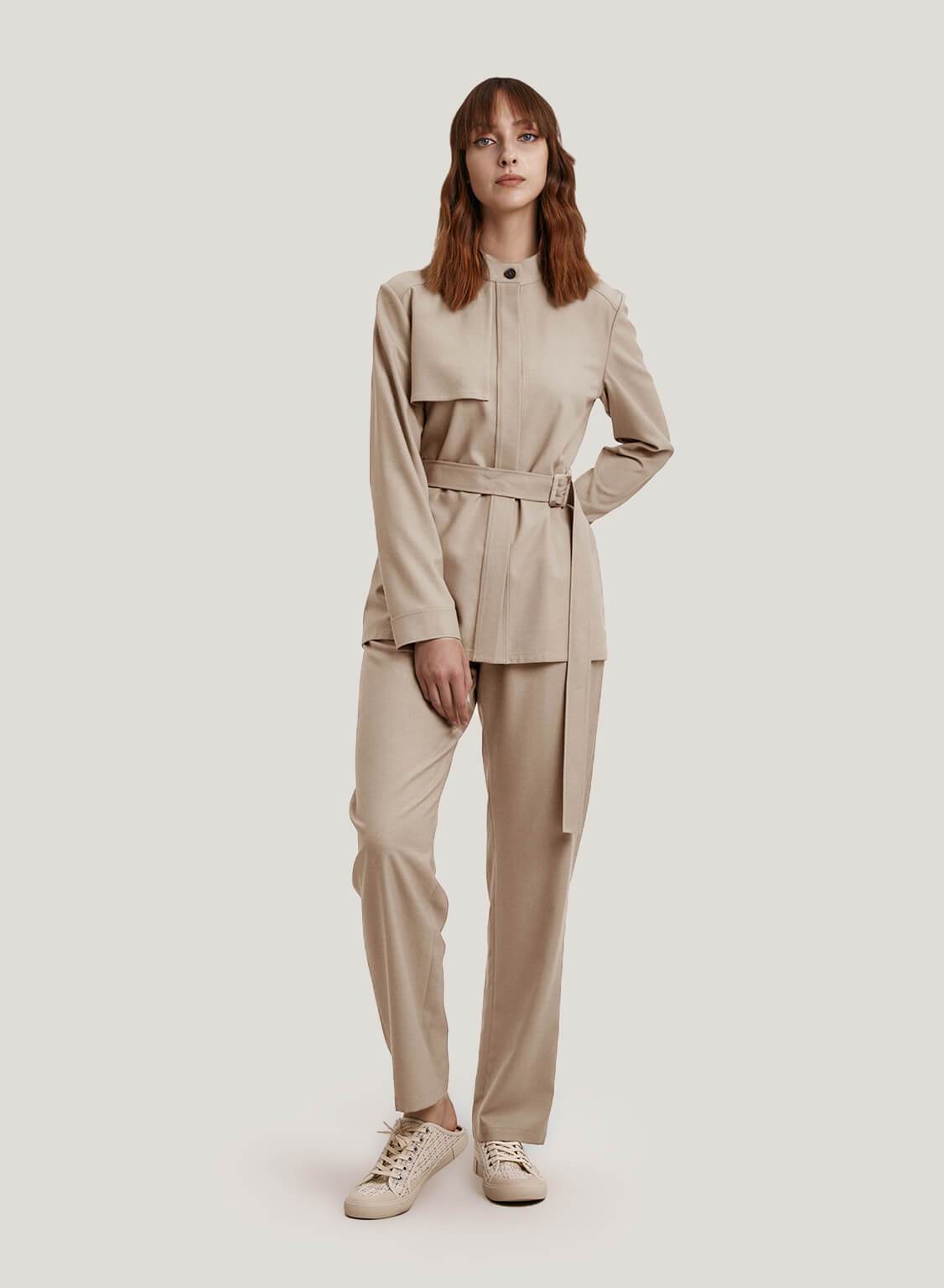 Pleated Wool-Blend Straight-Leg Pants