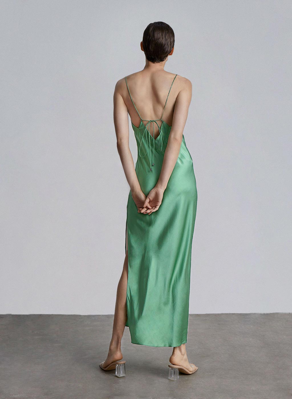Lime Cocktail Silk Maxi Slip Dress