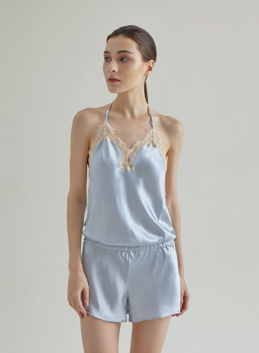Baby Blue?One-Piece Silk Nightgown
