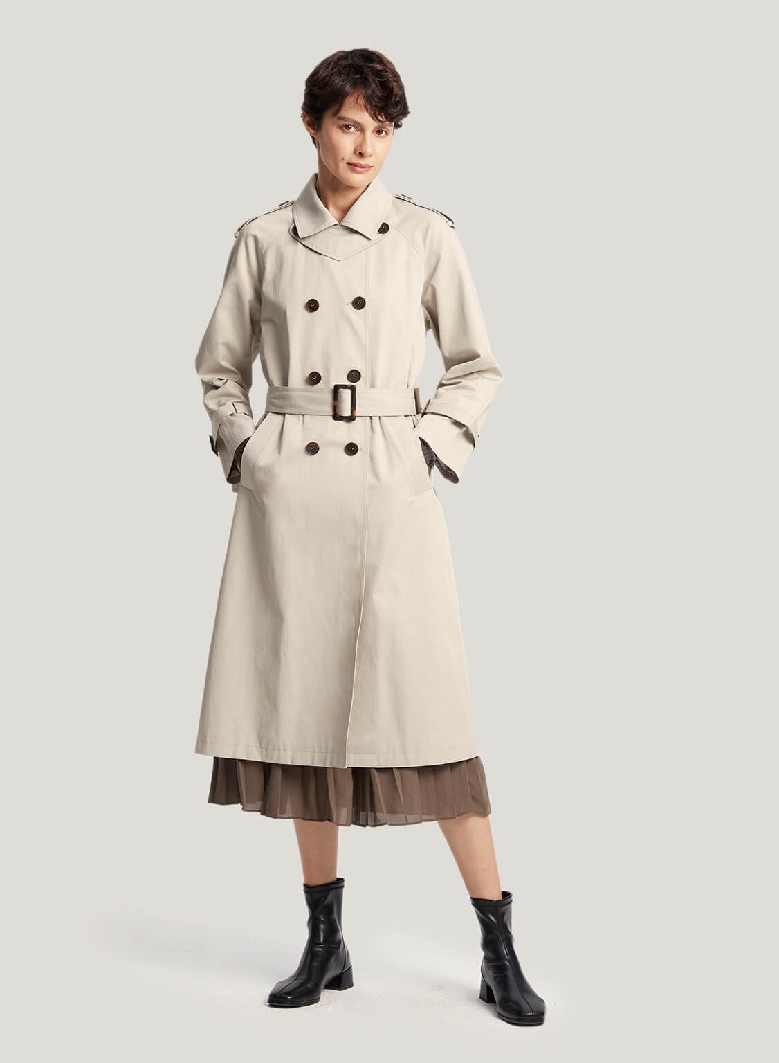 Long Trench-Style Coat