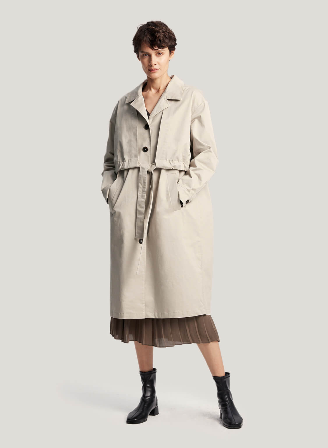 Double Layer Cotton Trench Coat