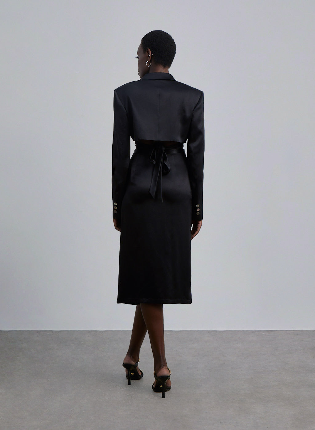 Back Tie Silk Cropped Blazer