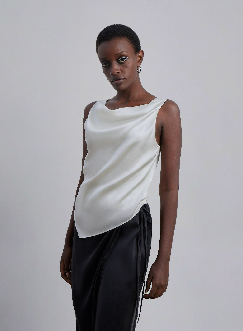 Draped Wide Strap Silk Camisole