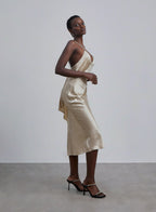 Draped Silk Slip Dress