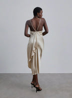 Draped Silk Slip Dress