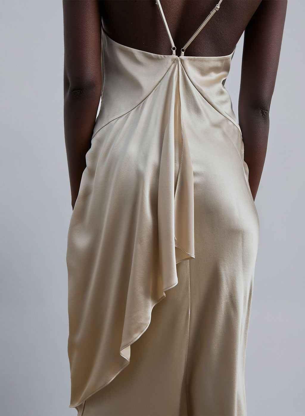 Draped Silk Slip Dress