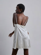 Button Front Silk Mini Slip Dress